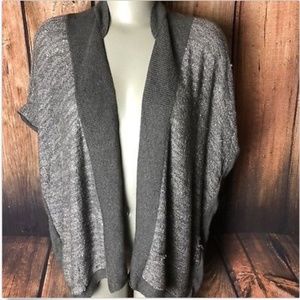 Loft Gray Sequins Cardigan Sweater Open Front